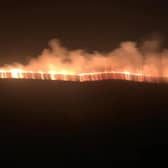Firefighters were called to the second moorland blaze in 24 hours on Wednesday night. Photo - Derbyshire Fire and Rescue Service