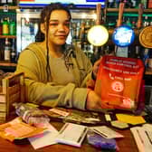Barmaid Cara Ileanacha at the Tipsy Toad, who has used the kit herself, at the launch event