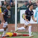 Sam Osborne celebrates the third goal.