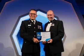 PC Geoff Marshall, left, was named as a regional winner at the Police Federation Bravery Awards. Photo - Anderson Photography