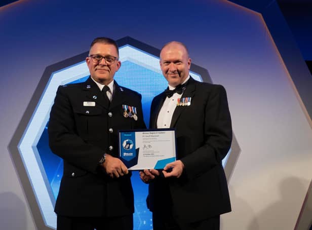 PC Geoff Marshall, left, was named as a regional winner at the Police Federation Bravery Awards. Photo - Anderson Photography
