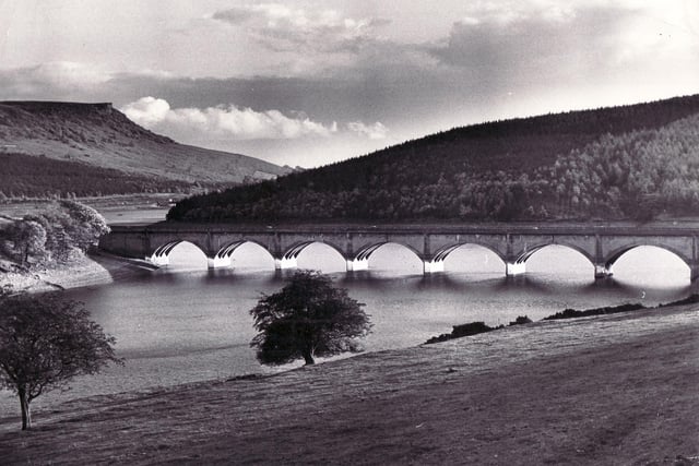 This picture shows the low level of water in the Ladybower Reservoir in 1976
