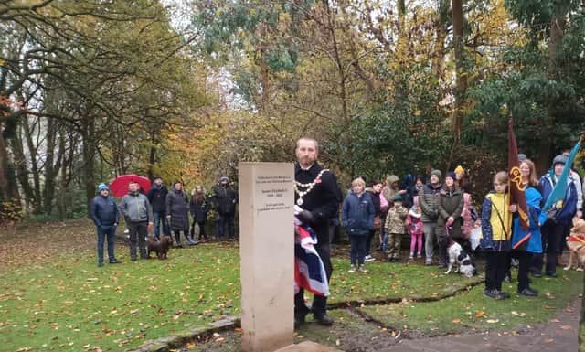 New Mills Town Council unveiled a new memorial to the late Queen on Remembrance Day. Photo New Mills Town Council