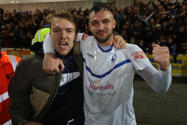 Ben Milnes with goalscorer Diego de Girolamo.