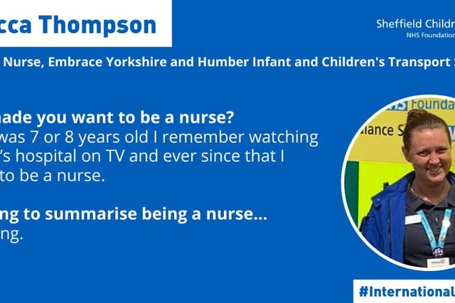 International Nurses Day at Sheffield Children's Hospital.

Rebecca Thompson.