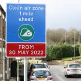 Clean Air Zone signage at Hague Bar