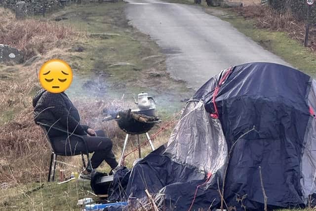 A 'wild' camper in Stanage, Derbyshire. Image from the Peak District National Park Authority.