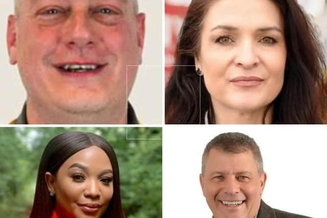 Derbyshire Police and Crime Commissioner election candidiates including Liberal Democrat David Hancock, top left, Conservative Angelique Foster, top right, Labour’s Nicolle Ndiweni, bottom left, and Reform UK's Russell Armstrong.
