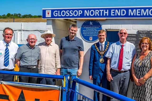 Jon Pearce MP at the blue plaque unveiling at Glossop North End