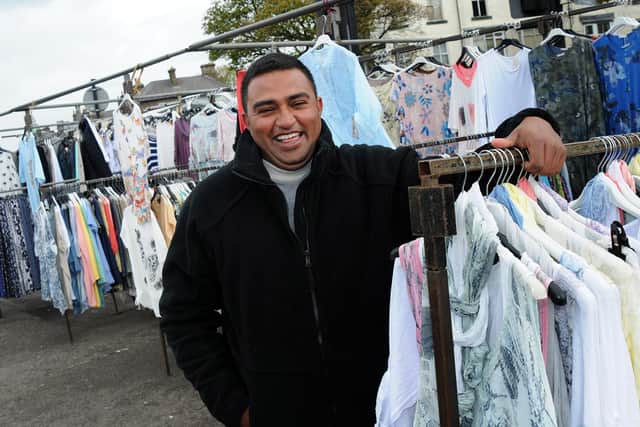 Iccy on his ladies fashions stall pictured in 2017