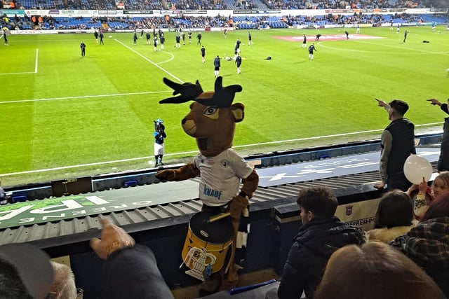 The Buxton FC mascot and his drum to get the crowd singing. Picture submitted