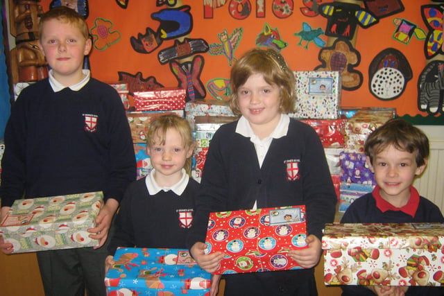 A generous donation from pupils at St George's Primary school saw 88 shoe boxes filled with goodies back in 2011. Photo submitted.