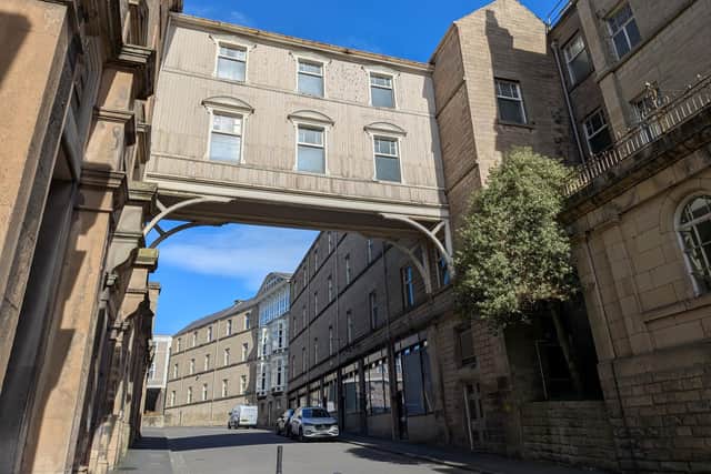 The north block (left handside) of Smedley Street, Matlock, which would be converted into flats, and bridges demolished.