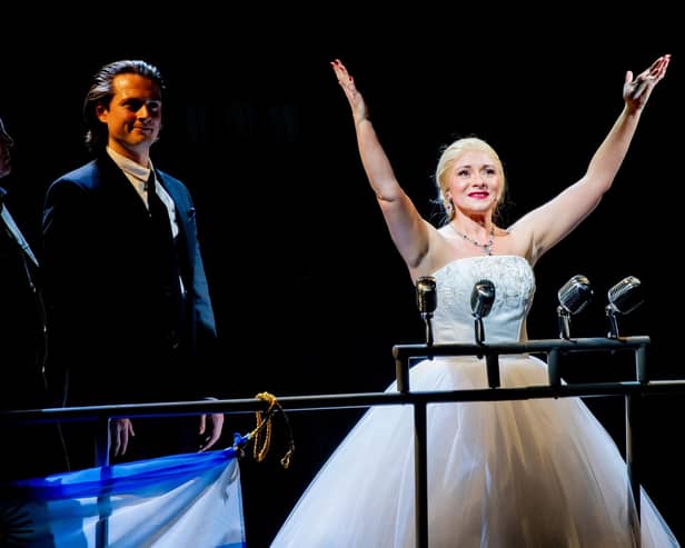 Catherine Pugh shone as Evita at Buxton Opera House. Photo David John King