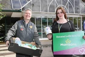 Kirsty Jackson from high peak baby bank and morrisons buxton community champion Robert Harrison