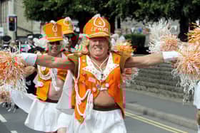 Bill Weston leading The Billerettes on carnival day.