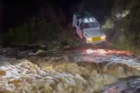 Rising water levels had left the walkers stranded. 
Image: Glossop and Woodhead MRT