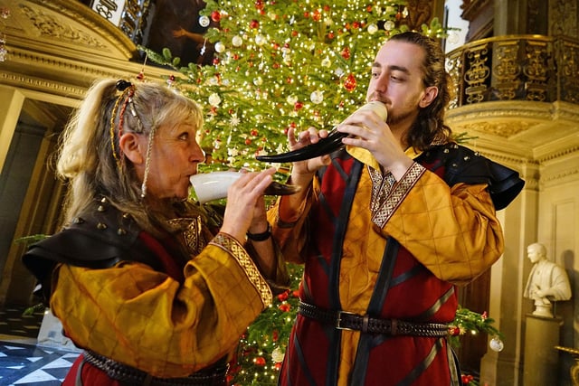 Shape-shifting Norse god Loki pipes in Christmas at Chatsworth.