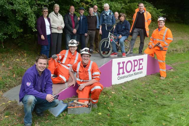 Chinley Parish Council thanked apprentices from Hope Construction Materials for rebuilding the cycle ramps in the village's park in 2013. Photo Jason Chadwick