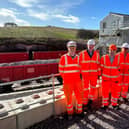 High Peak MP Robert Largan, centre, recently visited the quarry.