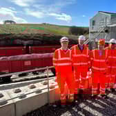 High Peak MP Robert Largan, centre, recently visited the quarry.
