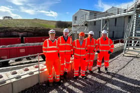 High Peak MP Robert Largan, centre, recently visited the quarry.