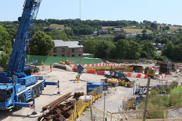 The new spillway and stilling basin seen from the top.