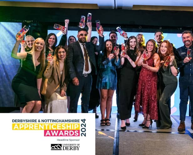 Winners clebrate at the Derbyshire and Nottinghamshire Apprenticeship Awards 2023
