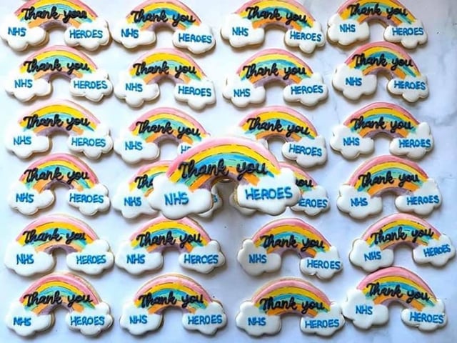 These brightly-coloured cookies were baked by Louise Kathryn and donated to our healthcare heroes on the front line.