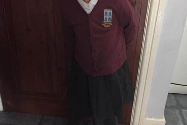 Isla Mansfield on her first day at school in September