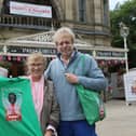 Angela and Tony Lowe have brought a cast of 50 from Belgium to perform Iolanthe in the Gilbert and Sullivan Festival. They were welcomed back by old friend Roy Pickles who was for many years on the stage door at the Opera House. Pic Jason Chadwick