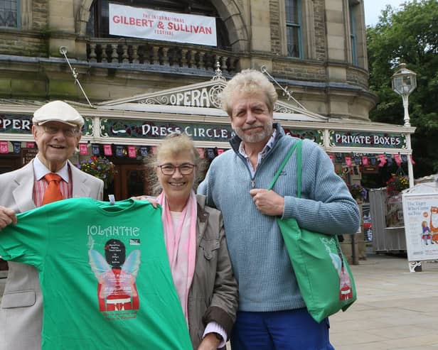 Angela and Tony Lowe have brought a cast of 50 from Belgium to perform Iolanthe in the Gilbert and Sullivan Festival. They were welcomed back by old friend Roy Pickles who was for many years on the stage door at the Opera House. Pic Jason Chadwick