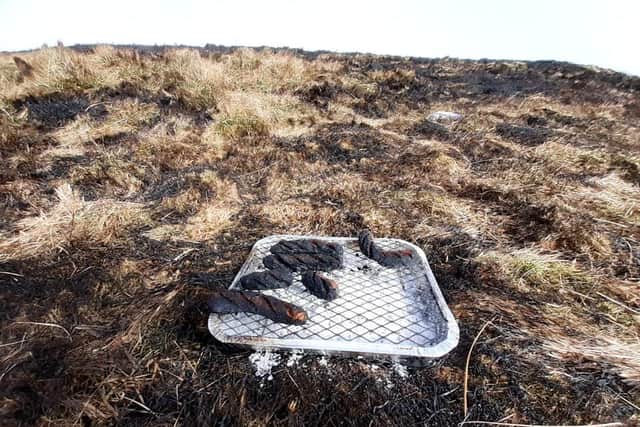 Mountain Rescuers helping with a large moorland fire at Rushup Edge found a barbecue at the scene.