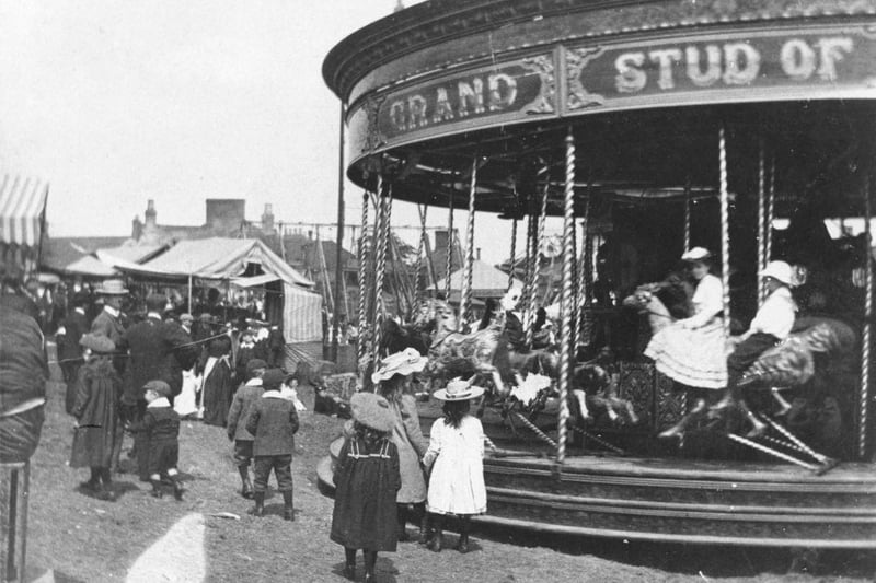 Fair at Riddings, c1900s. The fair used to be held at Riddings Park near Riddings House.