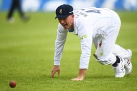 Ben McDermott fields the ball during another match to forget for Derbyshire. (Photo by Harry Trump/Getty Images)