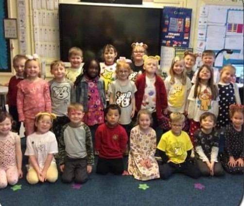 Smiling youngsters at Fairfield Infant and Nursery School on Children in Need day. Pic submitted
