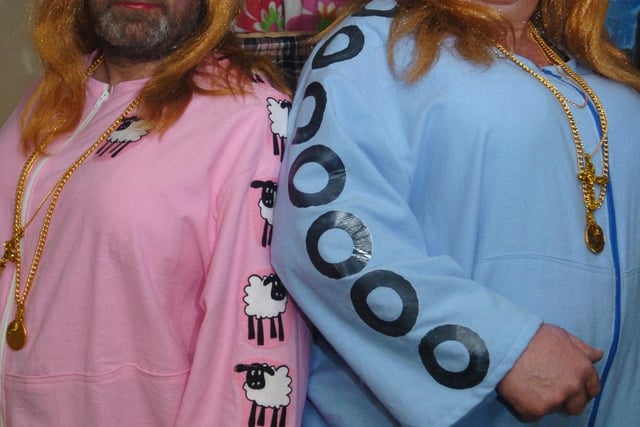 John Shirt and Geoffrey Bear as the dames in the 2013 Edale panto. Photo Jason Chadwick