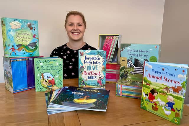 Jessica Tweedie, mum, teacher and an independent Usbourne book seller has been hiding books around New Mills for children to find.