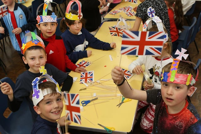 Flag and crown making at St Anne's Academy. Pic Jason Chadwick