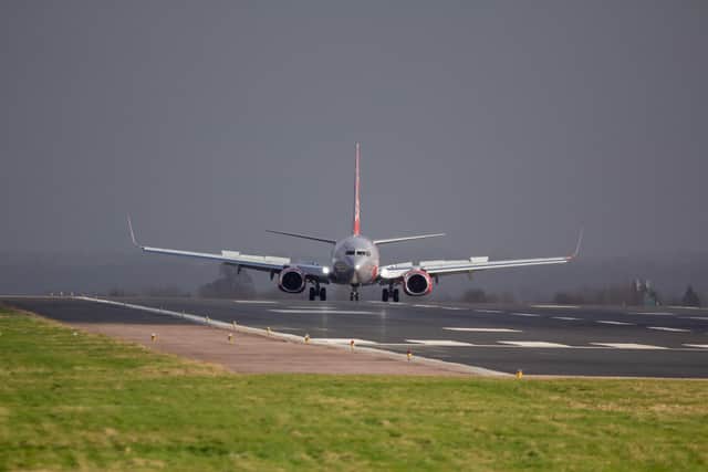 G-DRTW Just in front of heavy rain storm at East Midlands Airport. (Photo: David Soanes - stock.adobe.com)
