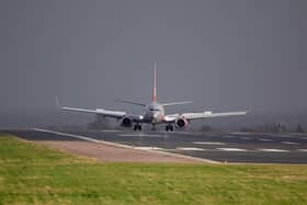 G-DRTW Just in front of heavy rain storm at East Midlands Airport. (Photo: David Soanes - stock.adobe.com)