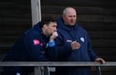 Derbyshire coach Dave Houghton speaks with Billy Godleman during the LV= Insurance County Championship match between at Derbyshire and Nottinghamshire. (Photo by Gareth Copley/Getty Images)