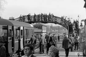 The bridge before being used shortly before the station closed in 1967.
