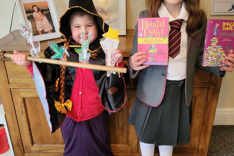 Daisy as the witch from Room on the broom and Molly-Mae as Matilda. Photo Jade Brindley