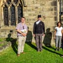 Derbyshire's Police and Crime Commissioner Hardyal Dhindsa, right, and the county's High Sheriff Tony Walker, second left, on the holy pilgrimage to Eyam.