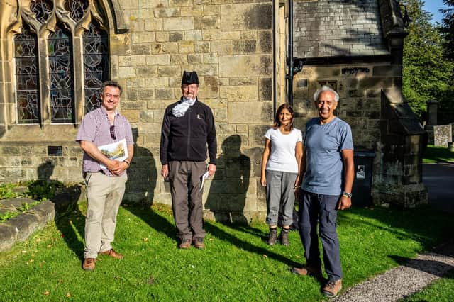 Derbyshire's Police and Crime Commissioner Hardyal Dhindsa, right, and the county's High Sheriff Tony Walker, second left, on the holy pilgrimage to Eyam.