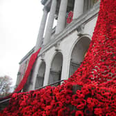 Poppy display at Chesterfield Town Hall.