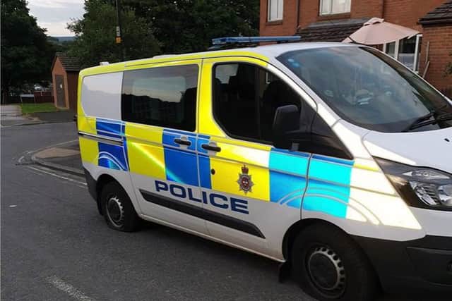 The police van left out of action after having its tyres slashed
