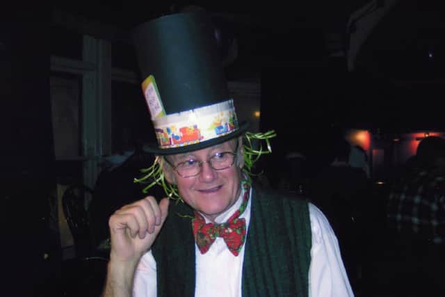 Alastair as the Mad Hatter from Alice In Wonderland at bookbinder Holly's 30th birthday party
