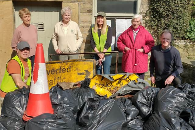 Some of the litter pickers in Hayfield who collected 65 bags of rubbish